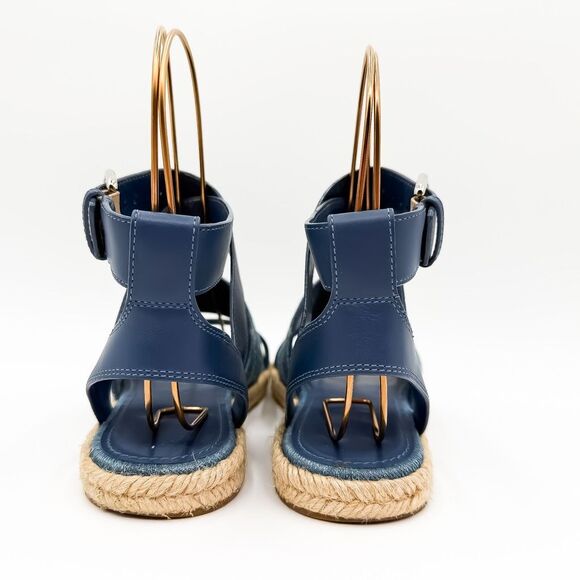 Louis Vuitton Monogram LV Denim Leather Sandals Espadrilles Flats Size 37, 7 - Picture 5 of 14